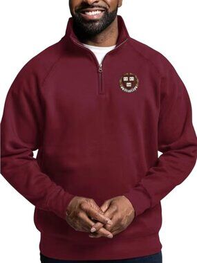Vantage Maroon Harvard Crimson Shield Quarter Zip Pullover Size XL